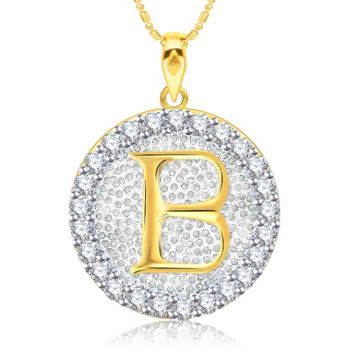 Buy Srikara Alloy Gold Plated CZ/AD Initial Letter B Fashion Jewellery Pendant Chain - SKP2185G - Purplle