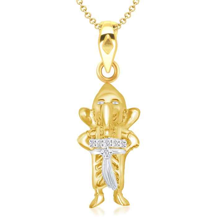 Buy Srikara Alloy Gold Plated CZ / AD Bal Ganesh Fashion Jewelry Pendant with Chain - SKP1264G - Purplle