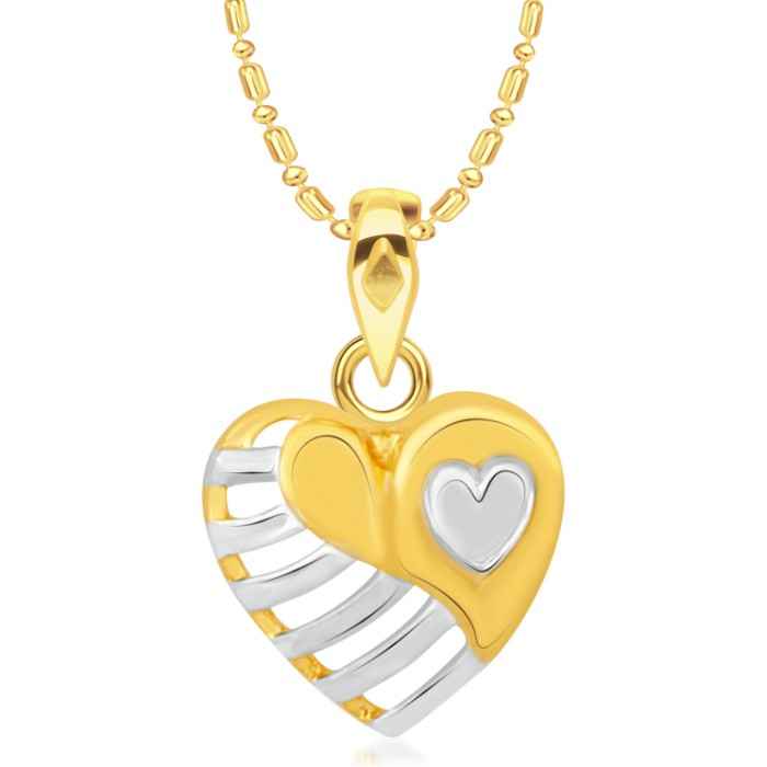 Buy Srikara Alloy Gold Plated CZ / AD Line Heart Fashion Jewelry Pendant with Chain - SKP2171G - Purplle