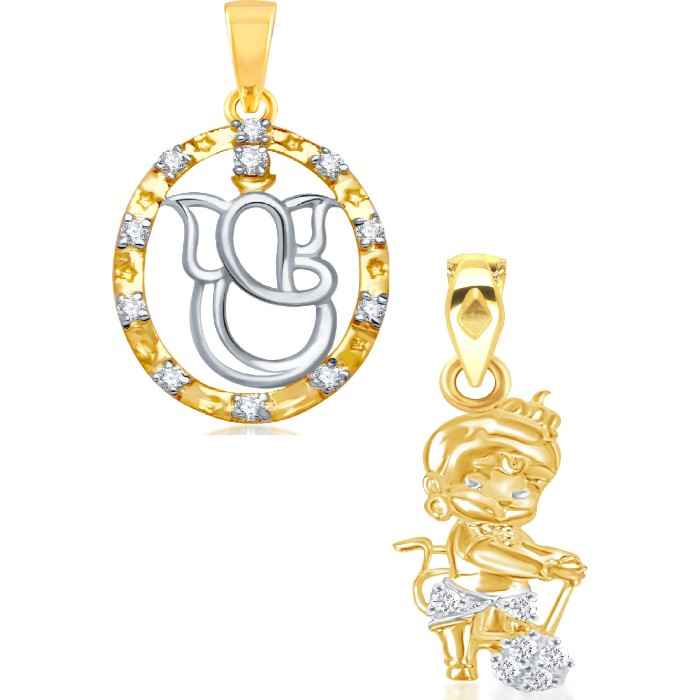 Buy Srikara Alloy Gold Plated CZ / AD Fashion Jewellery Pendant Set with Chain - SKCOMBO1271G - Purplle