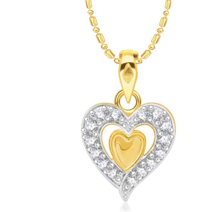 Buy Srikara Alloy Gold Plated CZ/AD Ston in Heart Fashion Jewelry Pendant with Chain - SKP2135G - Purplle