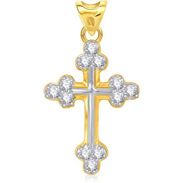 Buy Srikara Alloy Gold Plated CZ/AD Divine Cross Fashion Jewelry Pendant with Chain - SKP1615G - Purplle