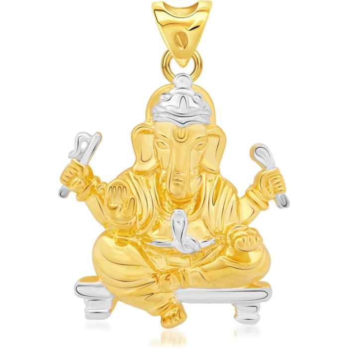 Buy Srikara Alloy Gold Plated CZ / AD Ganesha Fashion Jewellery Pendant with Chain - SKP2088G - Purplle