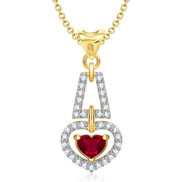 Buy Srikara Alloy Love For You Red Ruby Heart Shape Fashion Jewelry Pendant Chain - SKP1283G - Purplle