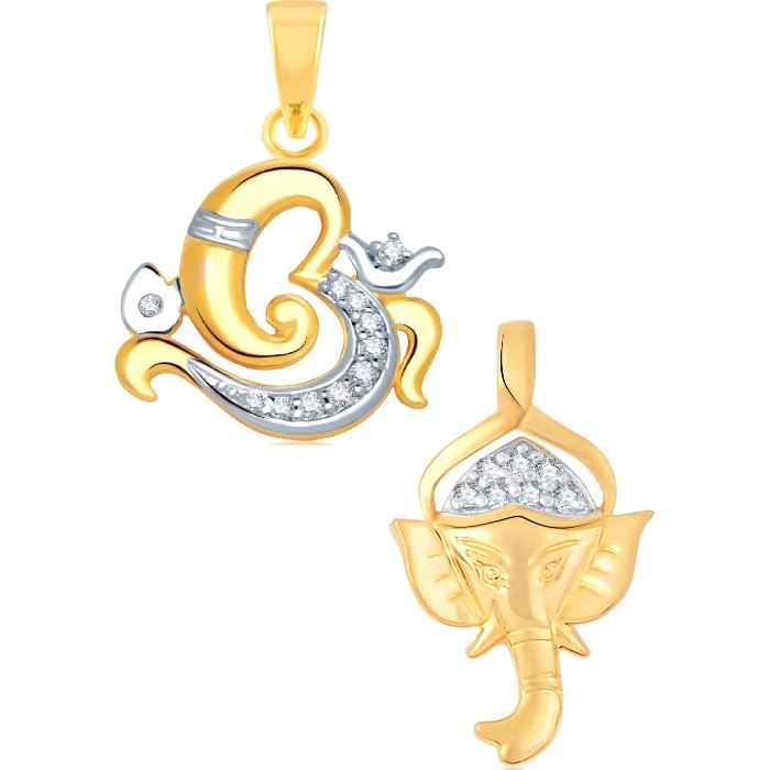 Buy Srikara Alloy Gold Plated CZ / AD Fashion Jewellery Pendant Set with Chain - SKCOMBO1273G - Purplle