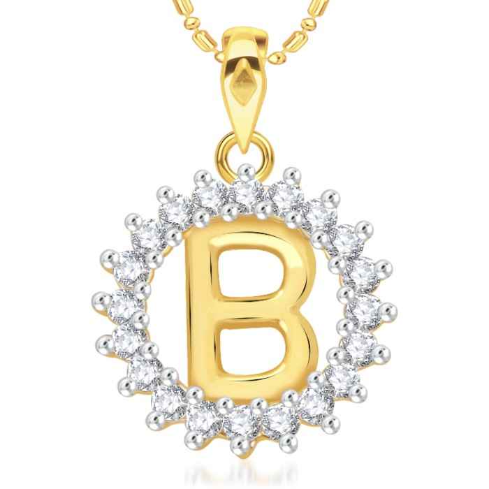 Buy Srikara Alloy Gold Plated CZ/AD Initial Letter B Fashion Jewellery Pendant Chain - SKP1948G - Purplle