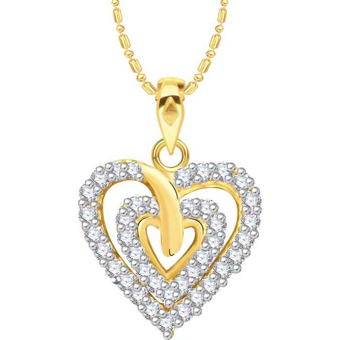 Buy Srikara Alloy Gold Plated CZ/AD Double Heart Fashion Jewelry Pendant with Chain - SKP2560G - Purplle