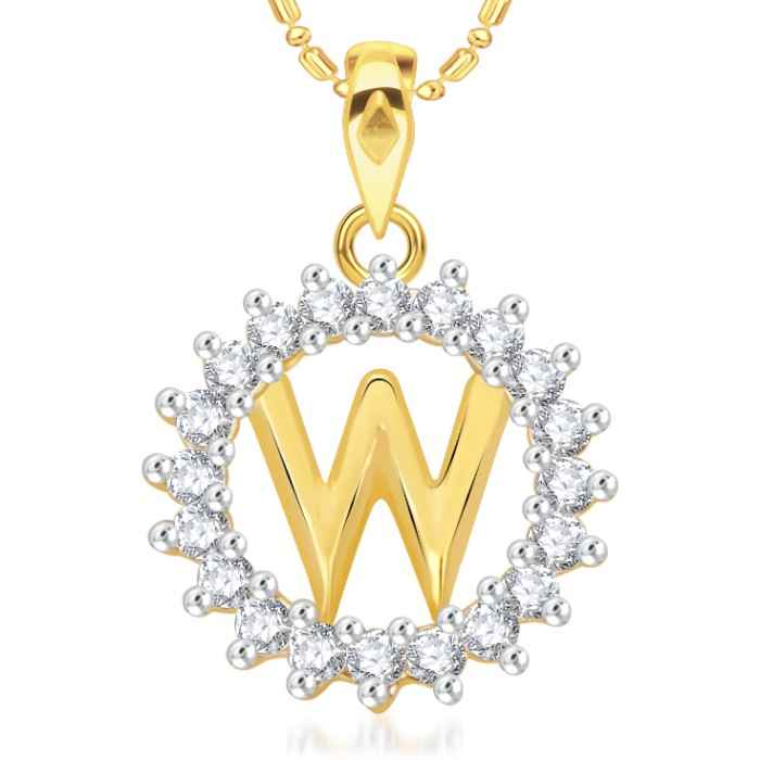Buy Srikara Alloy Gold Plated CZ/AD Initial Letter W Fashion Jewellery Pendant Chain - SKP1969G - Purplle