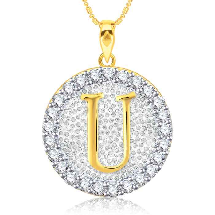Buy Srikara Alloy Gold Plated CZ/AD Initial Letter U Fashion Jewellery Pendant Chain - SKP2203G - Purplle