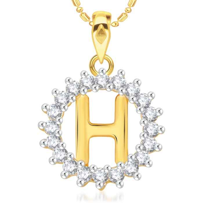 Buy Srikara Alloy Gold Plated CZ/AD Initial Letter H Fashion Jewellery Pendant Chain - SKP1954G - Purplle