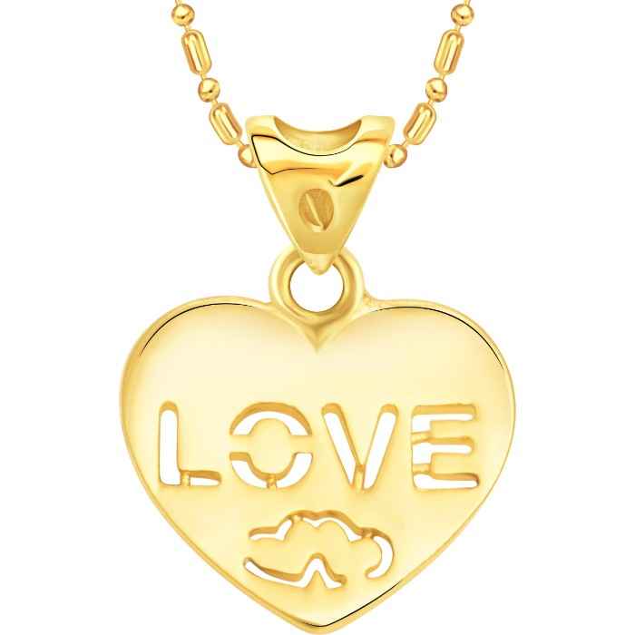 Buy Srikara Alloy Gold Plated CZ/AD Beinng Humann Love Fashion Jewelry Pendant Chain - SKP2223G - Purplle