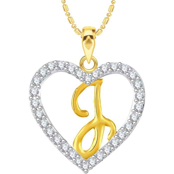 Buy Srikara Alloy Gold Plated CZ/AD Alphabet "J" in Heart Fashion Jewelry Pendant - SKP2274G - Purplle