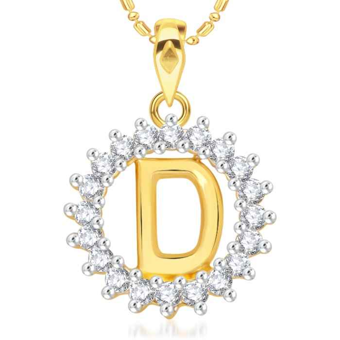 Buy Srikara Alloy Gold Plated CZ/AD Initial Letter D Fashion Jewellery Pendant Chain - SKP1950G - Purplle