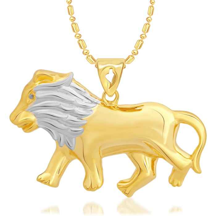 Buy Srikara Alloy Gold Plated CZ / AD Lion Fashion Jewellery Pendant with Chain - SKP2213G - Purplle