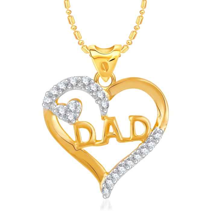 Buy Srikara Alloy Gold Plated CZ / AD Dad Fashion Jewellery Pendant with Chain - SKP2397G - Purplle