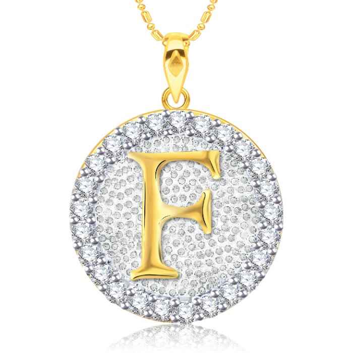 Buy Srikara Alloy Gold Plated CZ/AD Initial Letter F Fashion Jewellery Pendant Chain - SKP2189G - Purplle