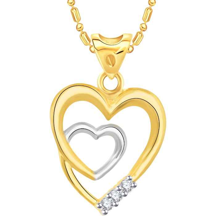 Buy Srikara Alloy Gold Plated CZ/AD Studded Bonded Heart Fashion Jewelry Pendant - SKP2847G - Purplle