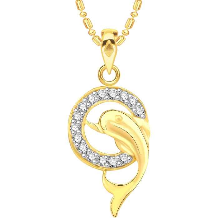 Buy Srikara Alloy Gold Plated CZ / AD Dolphin Fashion Jewellery Pendant with Chain - SKP2584G - Purplle