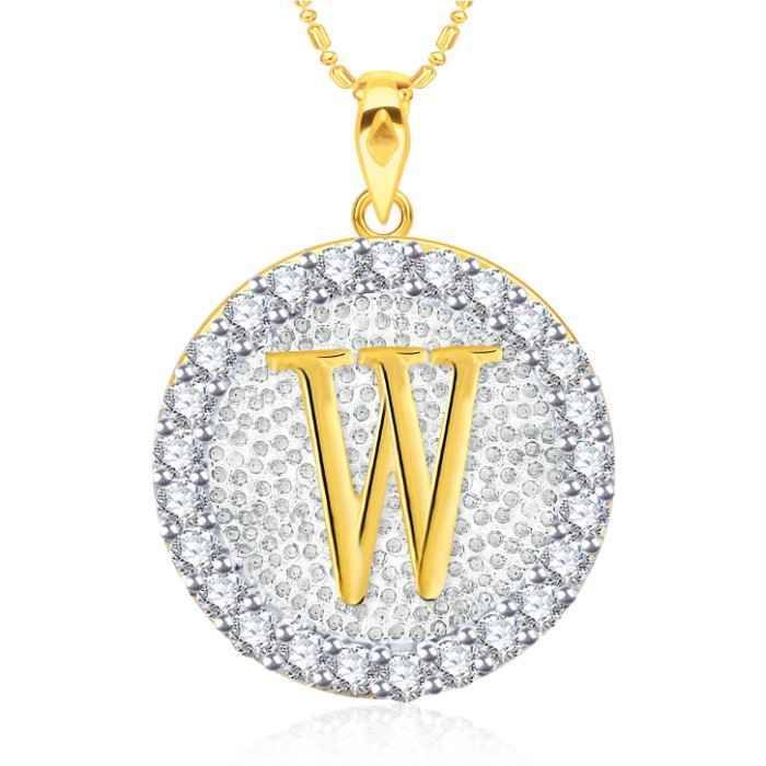 Buy Srikara Alloy Gold Plated CZ/AD Initial Letter W Fashion Jewellery Pendant Chain - SKP2205G - Purplle
