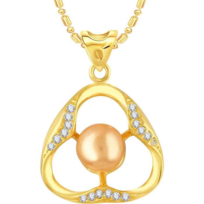 Buy Srikara Alloy Gold Plated CZ/AD Pearl Studded Triangle Fashion Jewelry Pendant - SKP2701G - Purplle