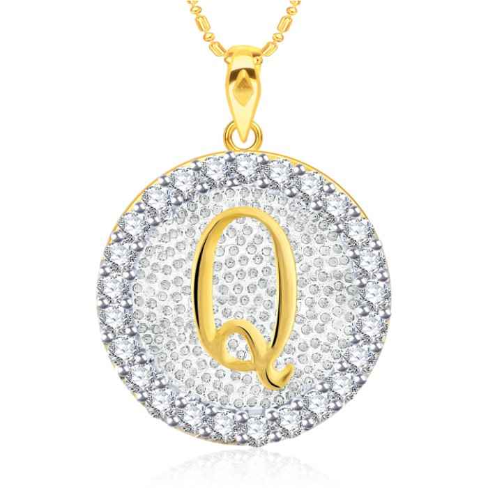 Buy Srikara Alloy Gold Plated CZ/AD Initial Letter Q Fashion Jewellery Pendant Chain - SKP2199G - Purplle