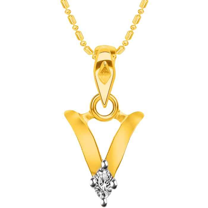 Buy Srikara Alloy Brass Gold Plated CZ Initial "V" Alphabet Fashion Jewelry Pendant - SKP2823G - Purplle