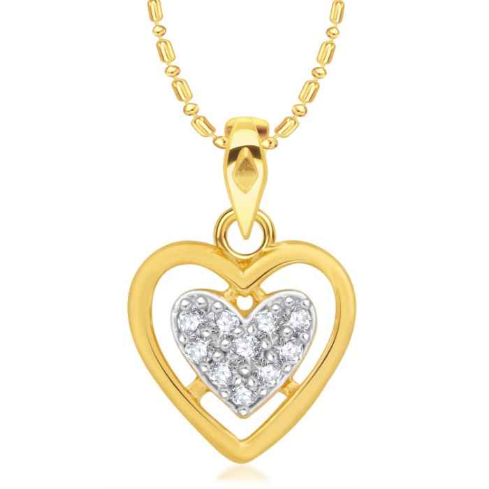 Buy Srikara Alloy Gold Plated CZ / AD Heart Fashion Jewellery Pendant with Chain - SKP2136G - Purplle