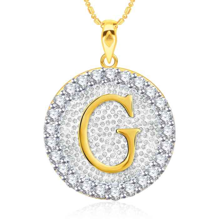 Buy Srikara Alloy Gold Plated CZ/AD Initial Letter G Fashion Jewellery Pendant Chain - SKP2209G - Purplle