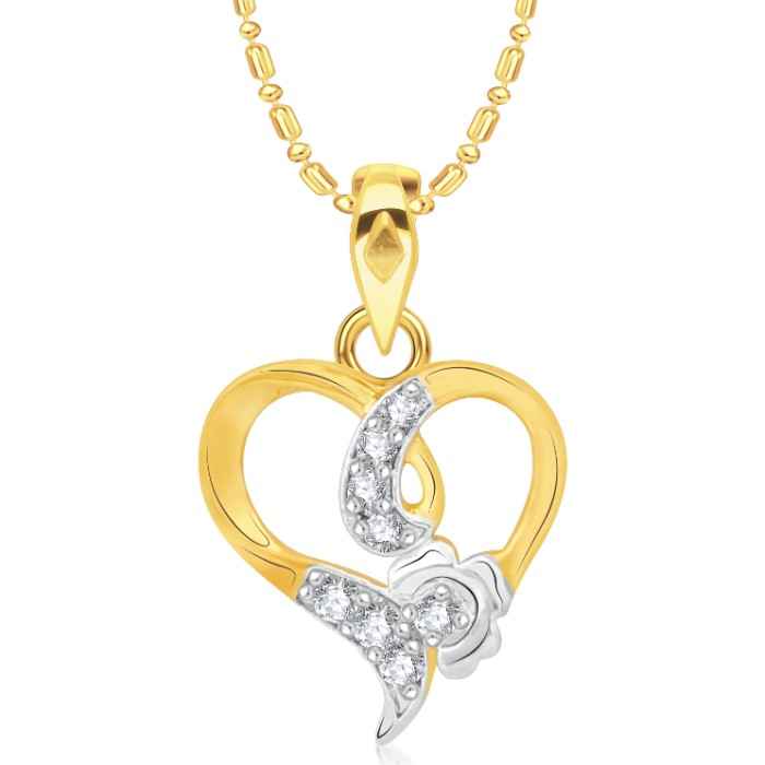 Buy Srikara Alloy Gold Plated CZ / AD Dizzy heart Fashion Jewelry Pendant with Chain - SKP2134G - Purplle