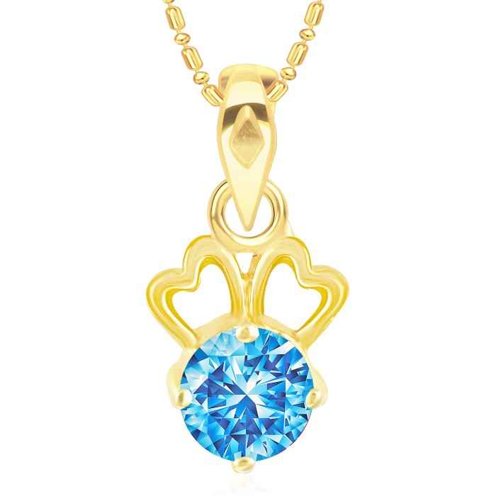 Buy Srikara Alloy Couple Heart Aqua Solitaire Fashion Jewellery Pendant with Chain - SKP2885G - Purplle