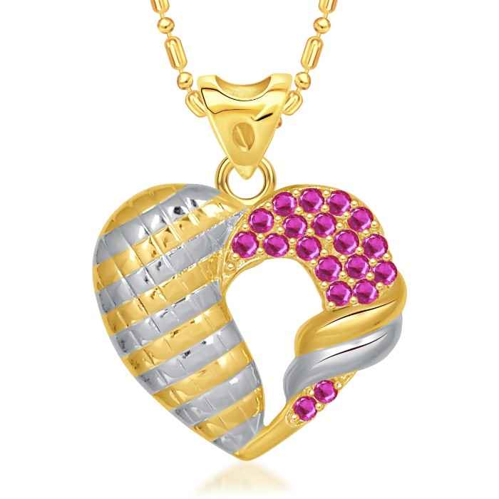 Buy Srikara Alloy Gold Plated CZ/AD Vintage Heart Fashion Jewelry Pendant with Chain - SKP1471G - Purplle