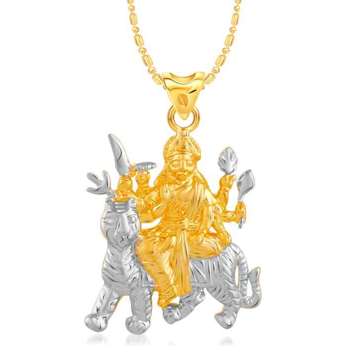 Buy Srikara Alloy Gold Plated CZ / AD Ambe Maa Fashion Jewellery Pendant with Chain - SKP2768G - Purplle