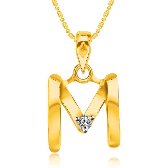 Buy Srikara Alloy Brass Gold Plated CZ Initial "M" Alphabet Fashion Jewelry Pendant - SKP2814G - Purplle