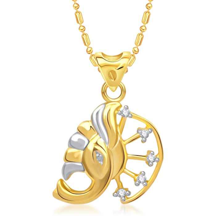 Buy Srikara Alloy Gold Plated CZ/AD Buddhividhata Fashion Jewelry Pendant with Chain - SKP1402G - Purplle