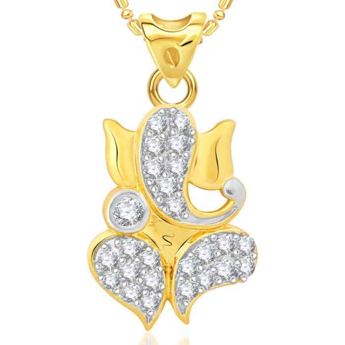 Buy Srikara Alloy Gold Plated CZ / AD Shambhavi Fashion Jewellery Pendant with Chain - SKP2057G - Purplle