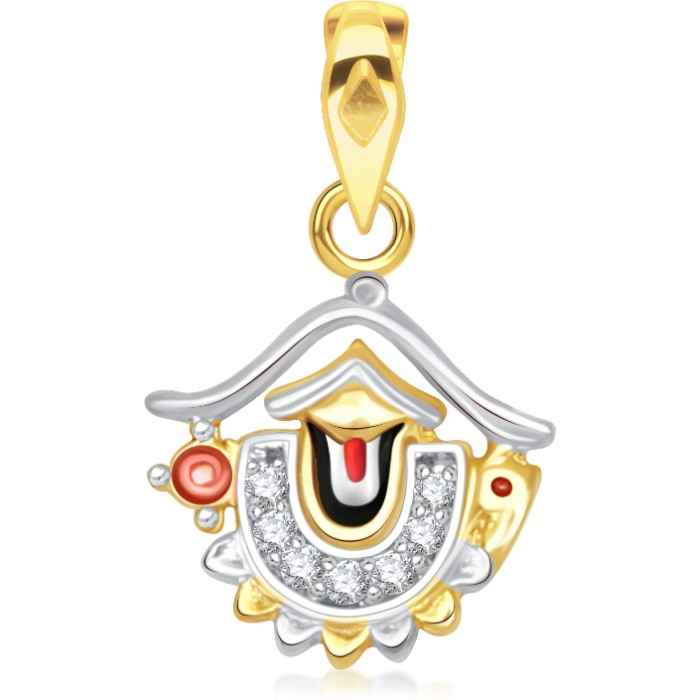 Buy Srikara Alloy Gold Plated CZ/AD Divine Balaji Fashion Jewelry Pendant with Chain - SKP1918G - Purplle