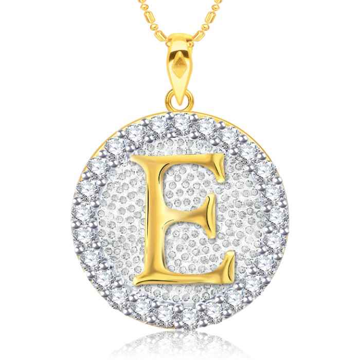 Buy Srikara Alloy Gold Plated CZ/AD Initial Letter E Fashion Jewellery Pendant Chain - SKP2188G - Purplle