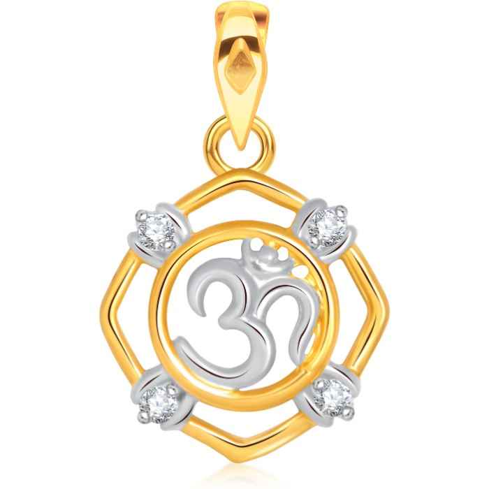 Buy Srikara Alloy Gold Plated CZ / AD Om Fashion Jewellery Pendant with Chain - SKP1563G - Purplle