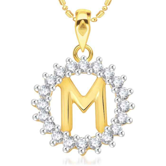 Buy Srikara Alloy Gold Plated CZ/AD Initial Letter M Fashion Jewellery Pendant Chain - SKP1959G - Purplle