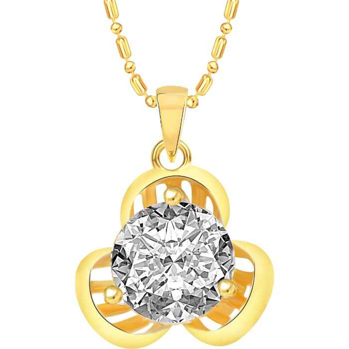 Buy Srikara Alloy Gold Plated CZ / AD Solitaire Fashion Jewellery Pendant with Chain - SKP2473G - Purplle