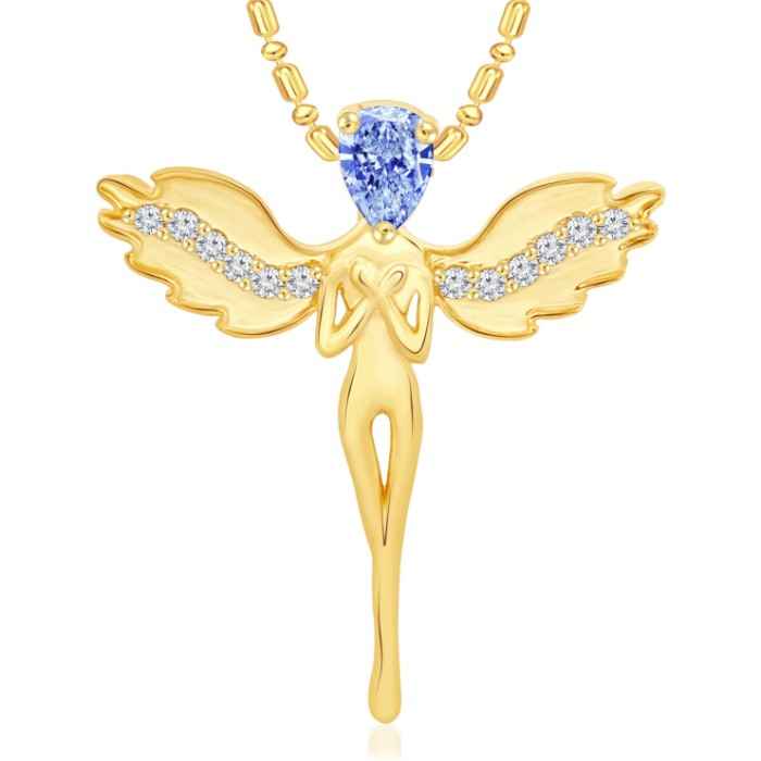 Buy Srikara Alloy Gold Plated CZ / AD Angel Fashion Jewellery Pendant with Chain - SKP2696G - Purplle
