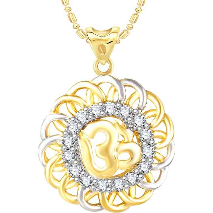 Buy Srikara Alloy Gold Plated CZ / AD Om Fashion Jewellery Pendant with Chain - SKP2787G - Purplle