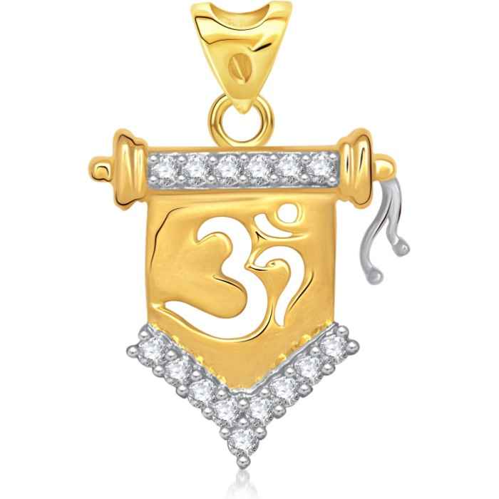 Buy Srikara Alloy Gold Plated CZ/AD Admirable Om Fashion Jewelry Pendant with Chain - SKP1437G - Purplle