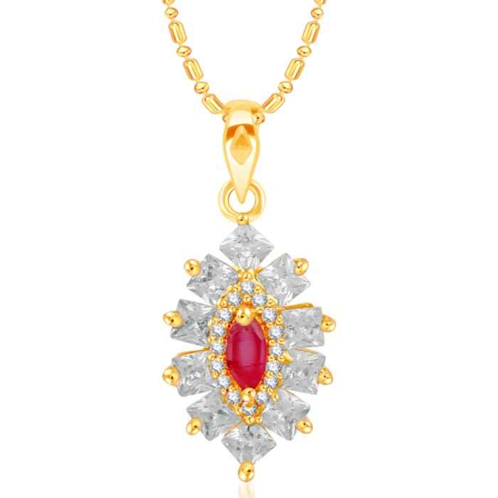 Buy Srikara Alloy Gold Plated CZ/AD Red And White Multicolor Stone Fashion Jewelry Pendant - SKP2347G - Purplle