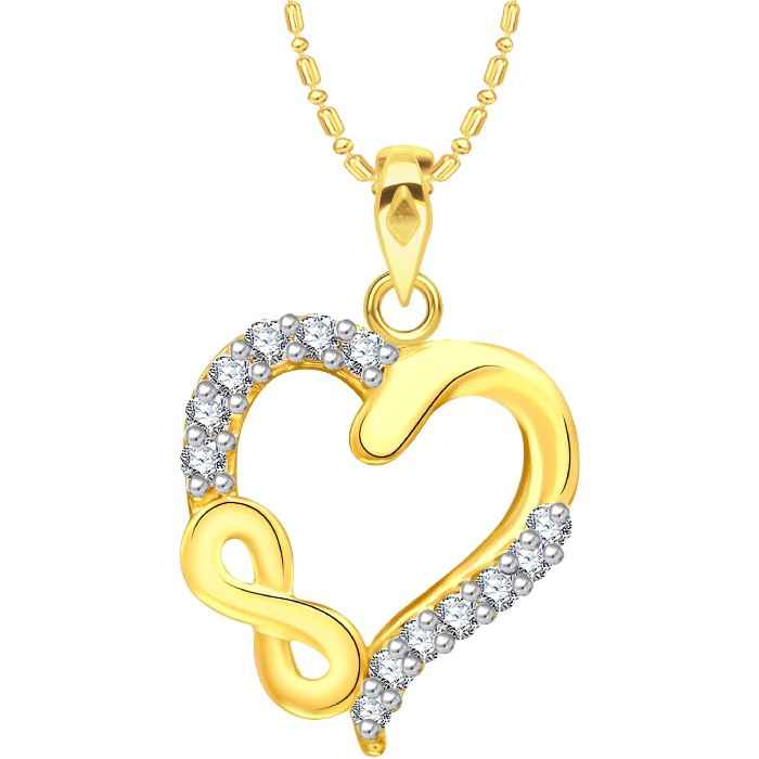 Buy Srikara Alloy Gold Plated CZ / AD Heart Knot Fashion Jewelry Pendant with Chain - SKP2555G - Purplle