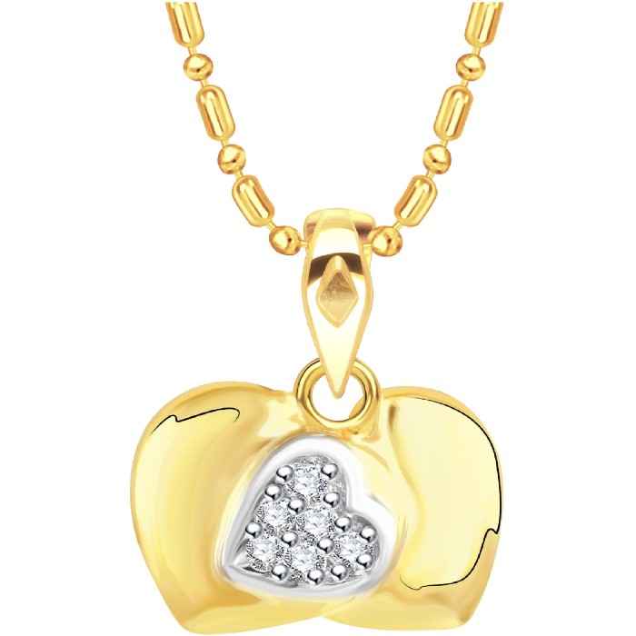 Buy Srikara Alloy Gold Plated CZ/AD Double Heart Fashion Jewelry Pendant with Chain - SKP2726G - Purplle