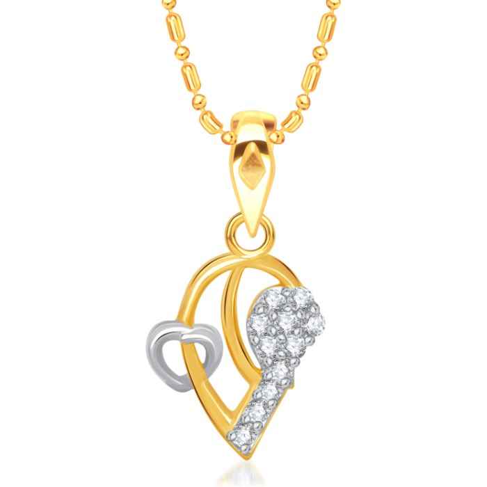 Buy Srikara Alloy Gold Plated CZ/AD Adulation Heart Fashion Jewellery Pendant Chain - SKP1511G - Purplle