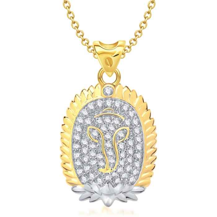 Buy Srikara Alloy Gold Plated CZ/AD Ganesh Idol In Flower Fashion Jewelry Pendant - SKP1299G - Purplle