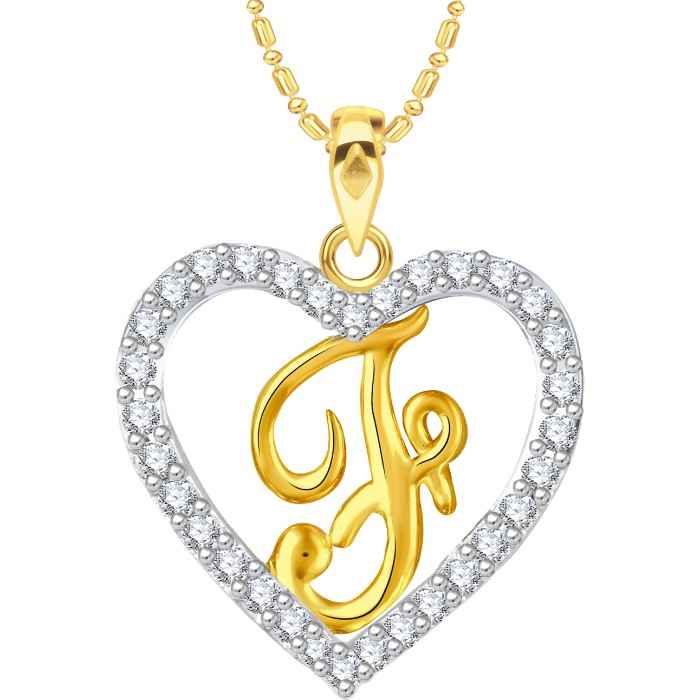 Buy Srikara Alloy Gold Plated CZ/AD Alphabet "F" in Heart Fashion Jewelry Pendant - SKP2270G - Purplle