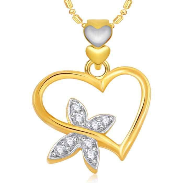 Buy Srikara Alloy Gold Plated CZ Butterfly Heart Valentine Fashion Jewellery Pendant - SKP1855G - Purplle